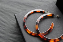 Load image into Gallery viewer, Acrylic Circle Hoop Stud Statement Earrings