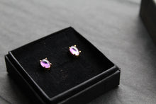 Load image into Gallery viewer, Amethyst Gold on Silver Studs