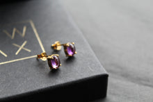 Load image into Gallery viewer, Amethyst Gold on Silver Studs
