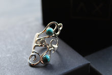 Load image into Gallery viewer, Amy Blue Mohave Turquoise & Blue Topaz Long Swirly Ring