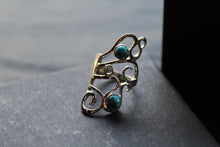 Load image into Gallery viewer, Amy Blue Mohave Turquoise & Blue Topaz Long Swirly Ring