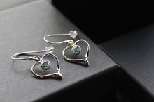 Load image into Gallery viewer, Blue Topaz Organic Heart Shape Dropdown Earrings