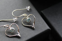 Load image into Gallery viewer, Blue Topaz Organic Heart Shape Dropdown Earrings