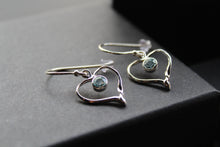 Load image into Gallery viewer, Blue Topaz Organic Heart Shape Dropdown Earrings