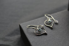Load image into Gallery viewer, Blue Topaz Organic Heart Shape Dropdown Earrings