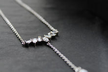Load image into Gallery viewer, Clear Cubic Zirconia Delicate T Drop Necklace