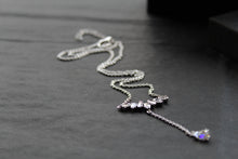 Load image into Gallery viewer, Clear Cubic Zirconia Delicate T Drop Necklace