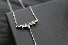 Load image into Gallery viewer, Clear Cubic Zirconia Delicate T Drop Necklace