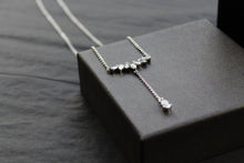 Load image into Gallery viewer, Clear Cubic Zirconia Delicate T Drop Necklace