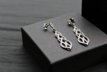Load image into Gallery viewer, Clear Cubic Zirconia Lattice Teardrop Earrings