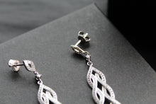 Load image into Gallery viewer, Clear Cubic Zirconia Lattice Teardrop Earrings