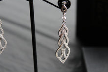Load image into Gallery viewer, Clear Cubic Zirconia Lattice Teardrop Earrings