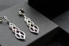 Load image into Gallery viewer, Clear Cubic Zirconia Lattice Teardrop Earrings