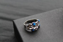 Load image into Gallery viewer, Cubic Zirconia & Blue Opalique Triple Band Ring