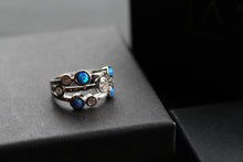 Load image into Gallery viewer, Cubic Zirconia & Blue Opalique Triple Band Ring