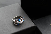 Load image into Gallery viewer, Cubic Zirconia & Blue Opalique Triple Band Ring