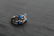 Load image into Gallery viewer, Cubic Zirconia & Blue Opalique Triple Band Ring