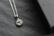 Load image into Gallery viewer, Dainty Blue & White Topaz Pendant & Chain