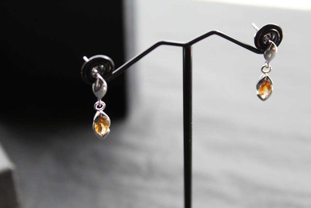 Dainty Double Drop Earrings with Golden Citrine