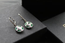 Load image into Gallery viewer, Deco Style Emerald Green Oval Earrings
