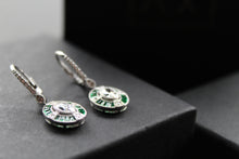 Load image into Gallery viewer, Deco Style Emerald Green Oval Earrings