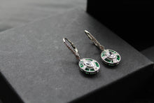 Load image into Gallery viewer, Deco Style Emerald Green Oval Earrings