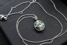 Load image into Gallery viewer, Deco Style Emerald Green Oval Necklace
