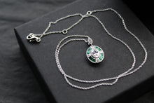 Load image into Gallery viewer, Deco Style Emerald Green Oval Necklace