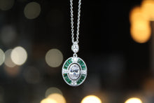 Load image into Gallery viewer, Deco Style Emerald Green Oval Necklace