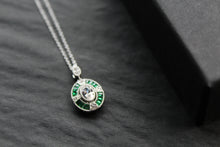 Load image into Gallery viewer, Deco Style Emerald Green Oval Necklace