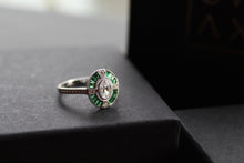 Load image into Gallery viewer, Deco Style Emerald Green Oval Ring