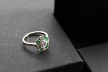 Load image into Gallery viewer, Deco Style Emerald Green Oval Ring