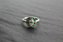 Load image into Gallery viewer, Deco Style Emerald Green Oval Ring
