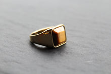 Load image into Gallery viewer, Fred Bennett Signet Ring with Tiger Eye Gold IP Plating