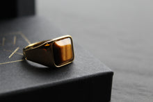Load image into Gallery viewer, Fred Bennett Signet Ring with Tiger Eye Gold IP Plating