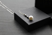 Load image into Gallery viewer, Giorgio Martello White Pearl Necklace with Black & Clear Cubic Zirconia