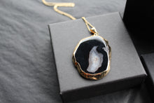 Load image into Gallery viewer, Gold Tone Black Agate Crystal Long Length Statement Necklace