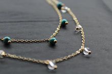 Load image into Gallery viewer, Gold Tone Turquoise & Clear Quartz Layered Necklace