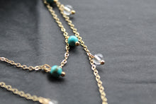 Load image into Gallery viewer, Gold Tone Turquoise & Clear Quartz Layered Necklace