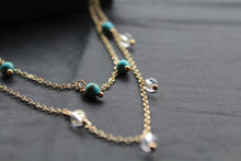 Load image into Gallery viewer, Gold Tone Turquoise & Clear Quartz Layered Necklace