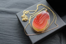 Load image into Gallery viewer, Orange/Grey Gold Tone Agate Crystal Long Length Necklace