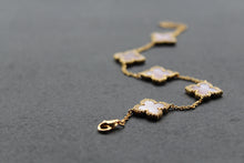 Load image into Gallery viewer, Gold Vermeil CZ Vintage Flower Pink Mother of Pearl Bracelet