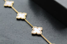 Load image into Gallery viewer, Gold Vermeil CZ Vintage Flower Pink Mother of Pearl Bracelet