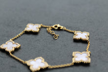 Load image into Gallery viewer, Gold Vermeil CZ Vintage Flower Pink Mother of Pearl Bracelet