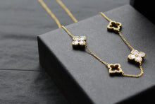 Load image into Gallery viewer, Gold Vermeil CZ Vintage Flower Pink Mother of Pearl Large Necklace