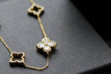 Load image into Gallery viewer, Gold Vermeil CZ Vintage Flower Pink Mother of Pearl Large Necklace