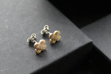Load image into Gallery viewer, Gold Vermeil 'New' Vintage Clover White Cubic Zirconia Studs