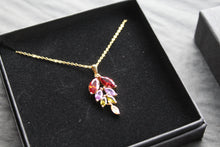 Load image into Gallery viewer, Gold Vermeil & Rainbow Leaf Cubic Zirconia Necklace