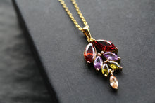 Load image into Gallery viewer, Gold Vermeil & Rainbow Leaf Cubic Zirconia Necklace