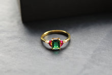 Load image into Gallery viewer, Gold & Multi Coloured Cubic Zirconia Dress Ring